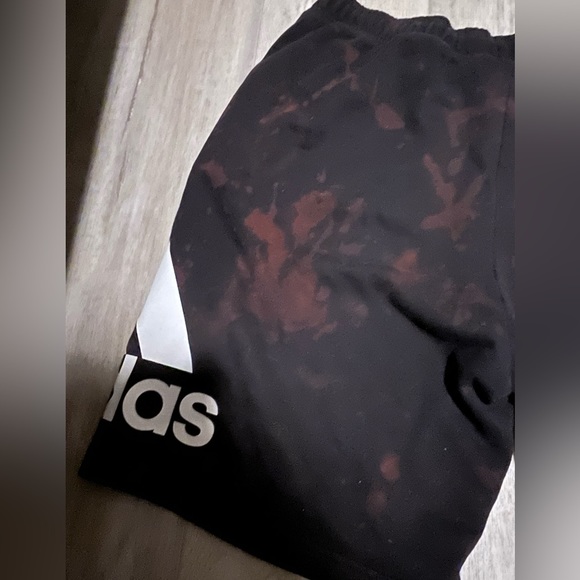 ✨SALE✨Adidas Shorts Mens LARGE Black TieDye Fleece Sweat Elastic Drawstring - Picture 10 of 12